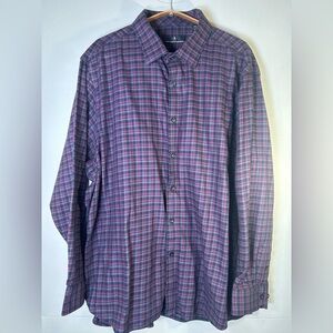 Hart Schaffner Marx Men's Plaid Shirt - Blue/Red/Gray. Long Sleeve. Size XXL